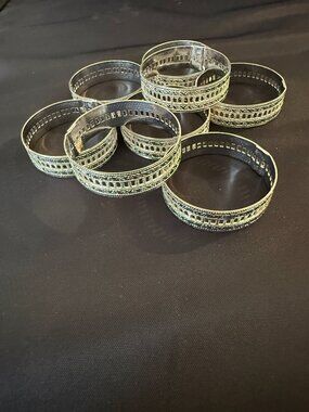Vintage Silver Filigree Pierced Napkin Rings, Set of 8